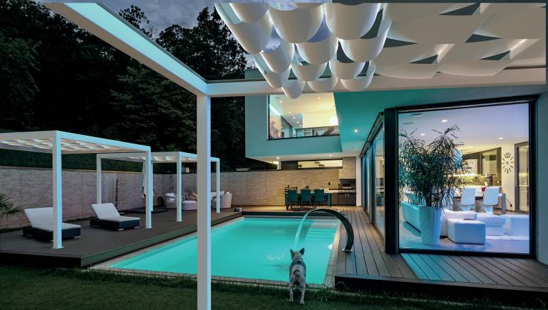 Pergola toile design en forme de vague – Protection solaire Soltis 88 par Pergola Riviera Nice dans les alpes maritimes 06 PERGOLA RIVIERA